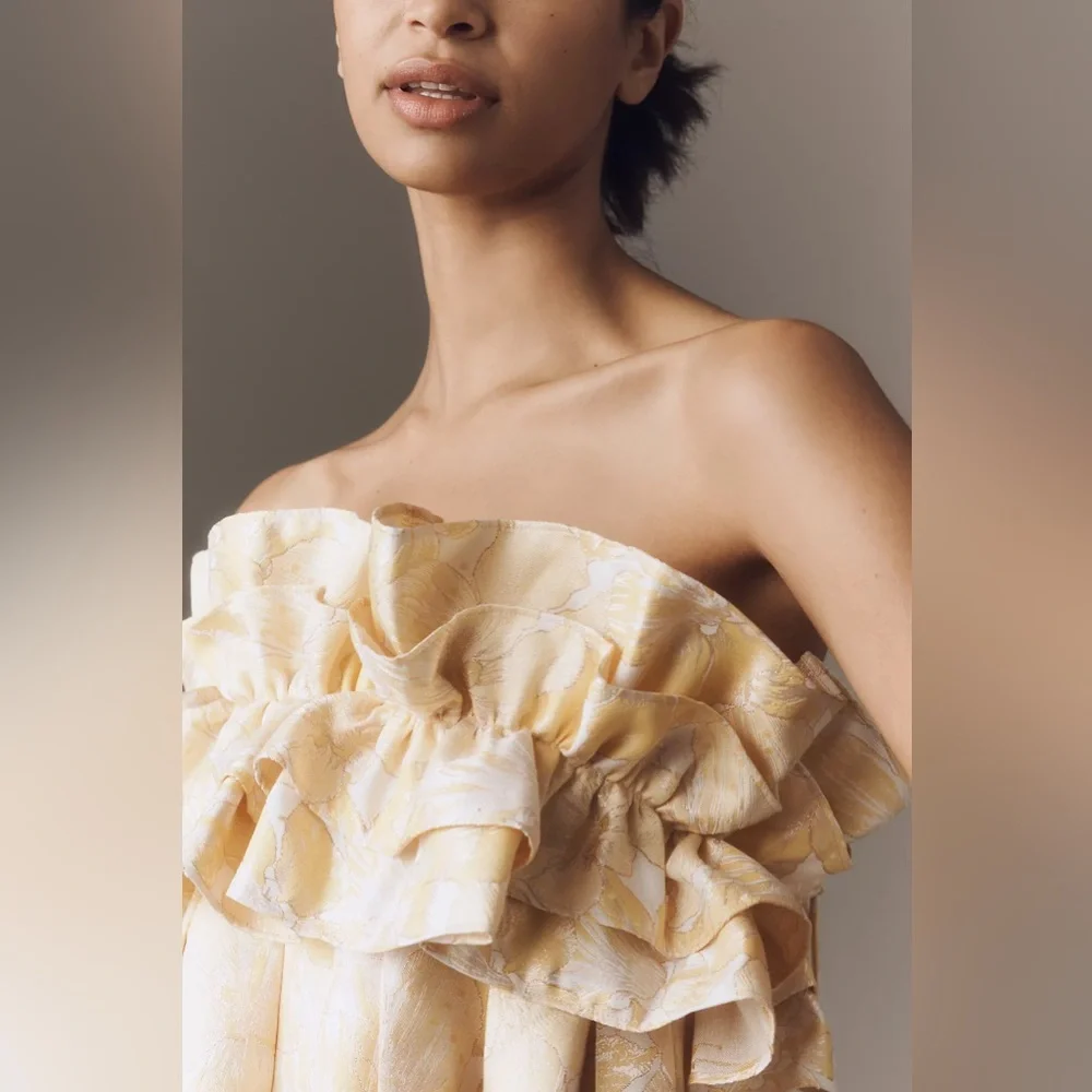 Anthropologie Aureta Strapless Drama Ruffle Mini Dress - Picture 8 of 8